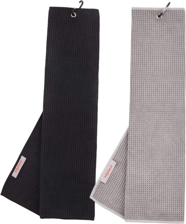 haphealgolf Golf Towel Tri-fold Microfiber Waffle with Carabiner Clip